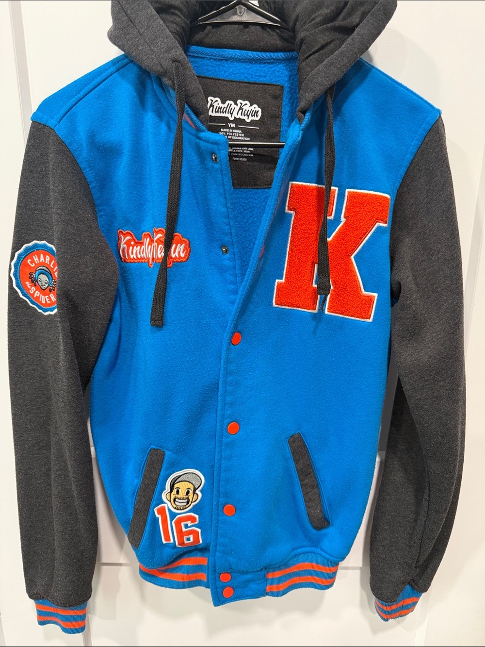 Youth M Kindly Keyin Hooded Letterman Jacket